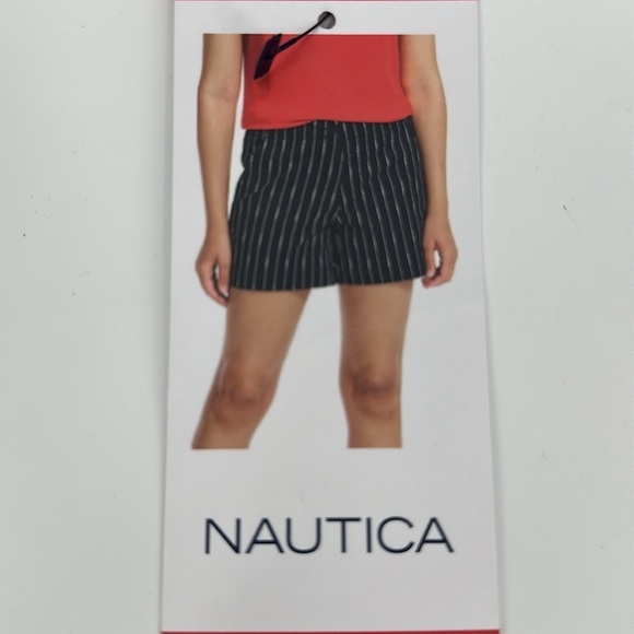 NWT Nautica MidRise Twill Striped Shorts- Sz 10, Navy/White - Picture 6 of 8